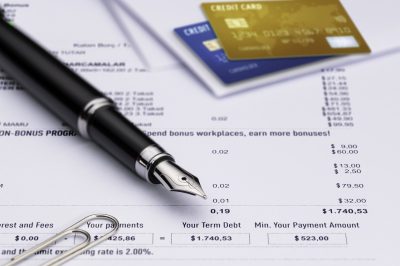 Credit card statement with outstanding balance