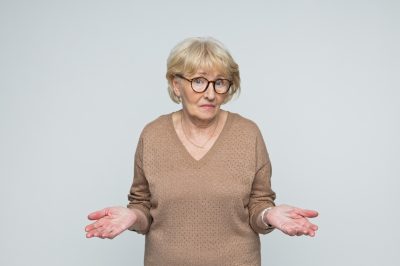 Portrait of worried senior woman