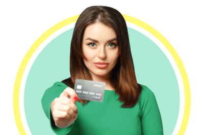 Woman holding credit card