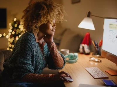 woman at computer shopping online